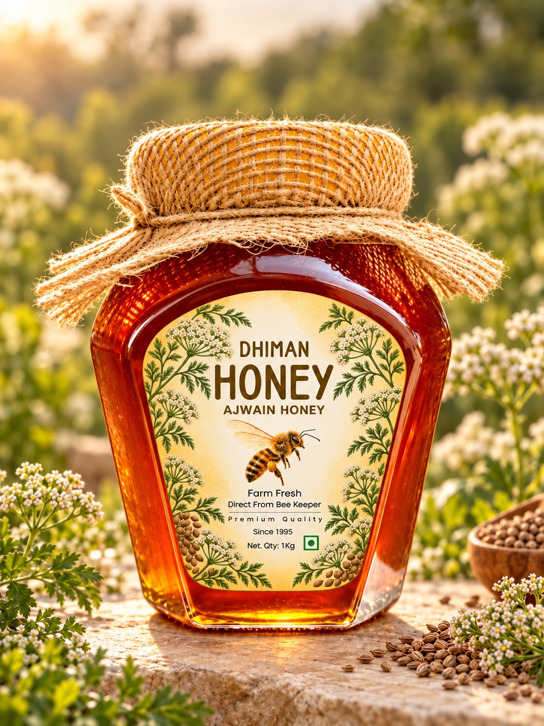Dhiman Ajwain Honey 1kg bottle