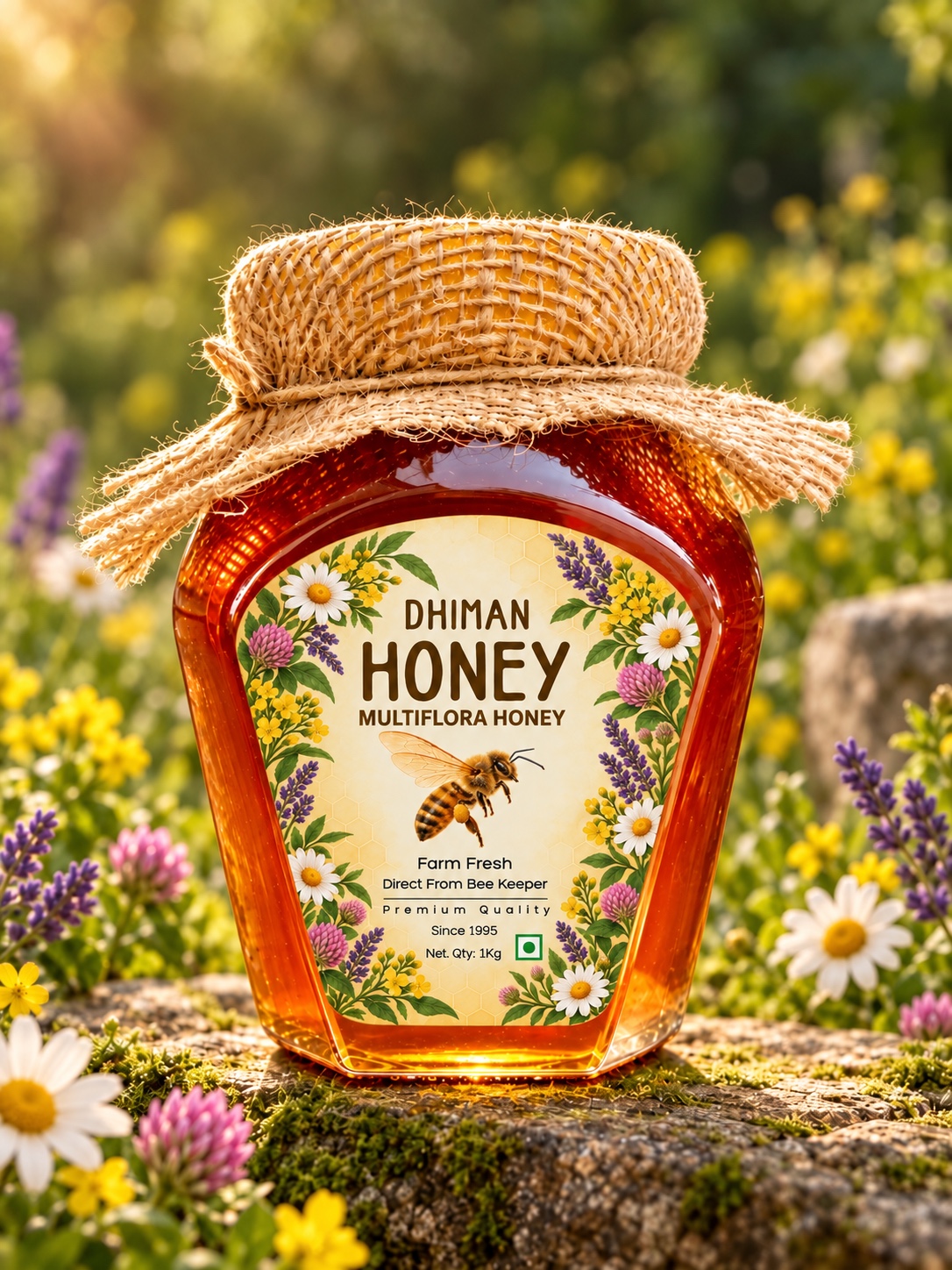 Dhiman Multiflora Honey 1kg bottle