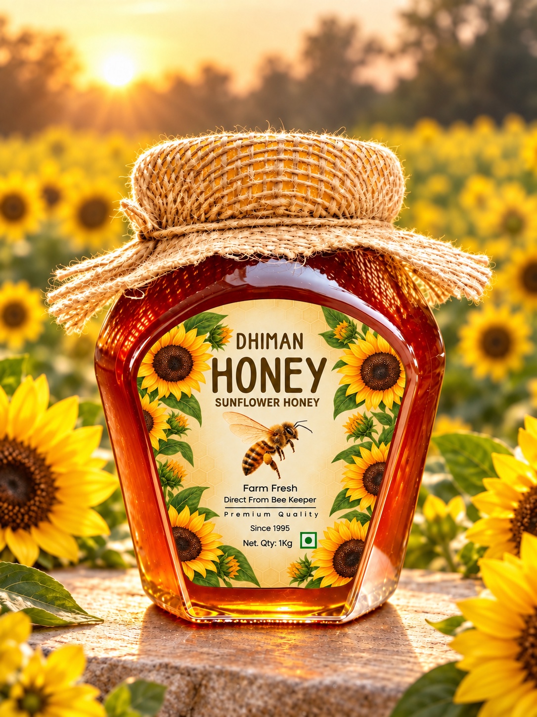 Dhiman Sunflower Honey 1kg bottle